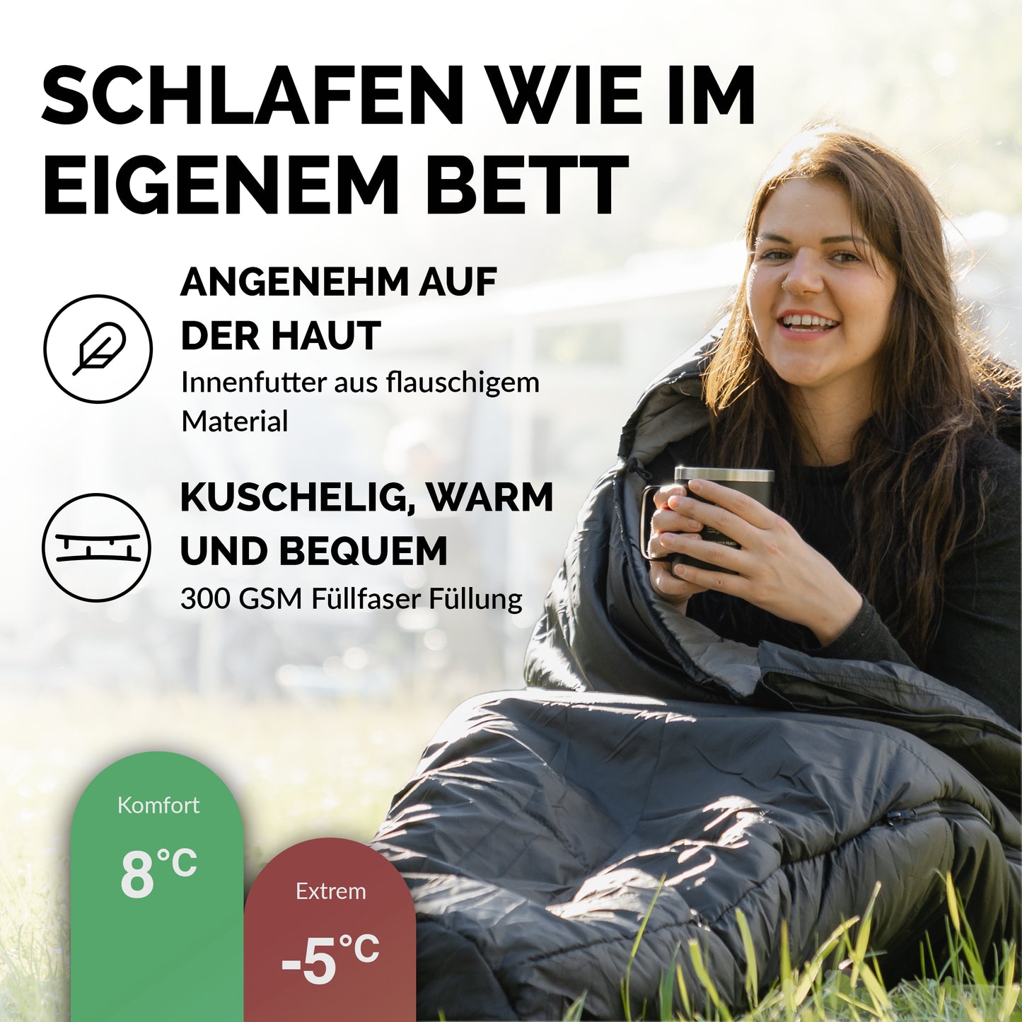 Mumienschlafsack 8°C bis -5°C